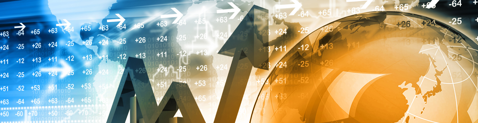 stock market line with globe