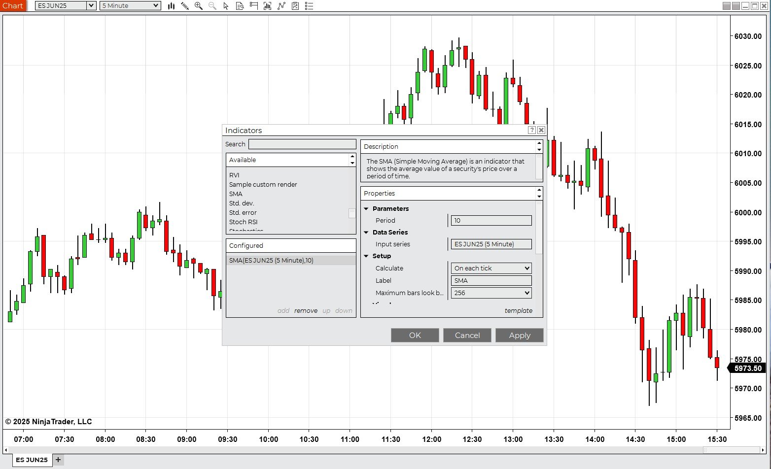 Adding Indicators | NinjaTrader