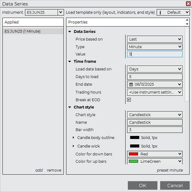 Data Series Box | NinjaTrader