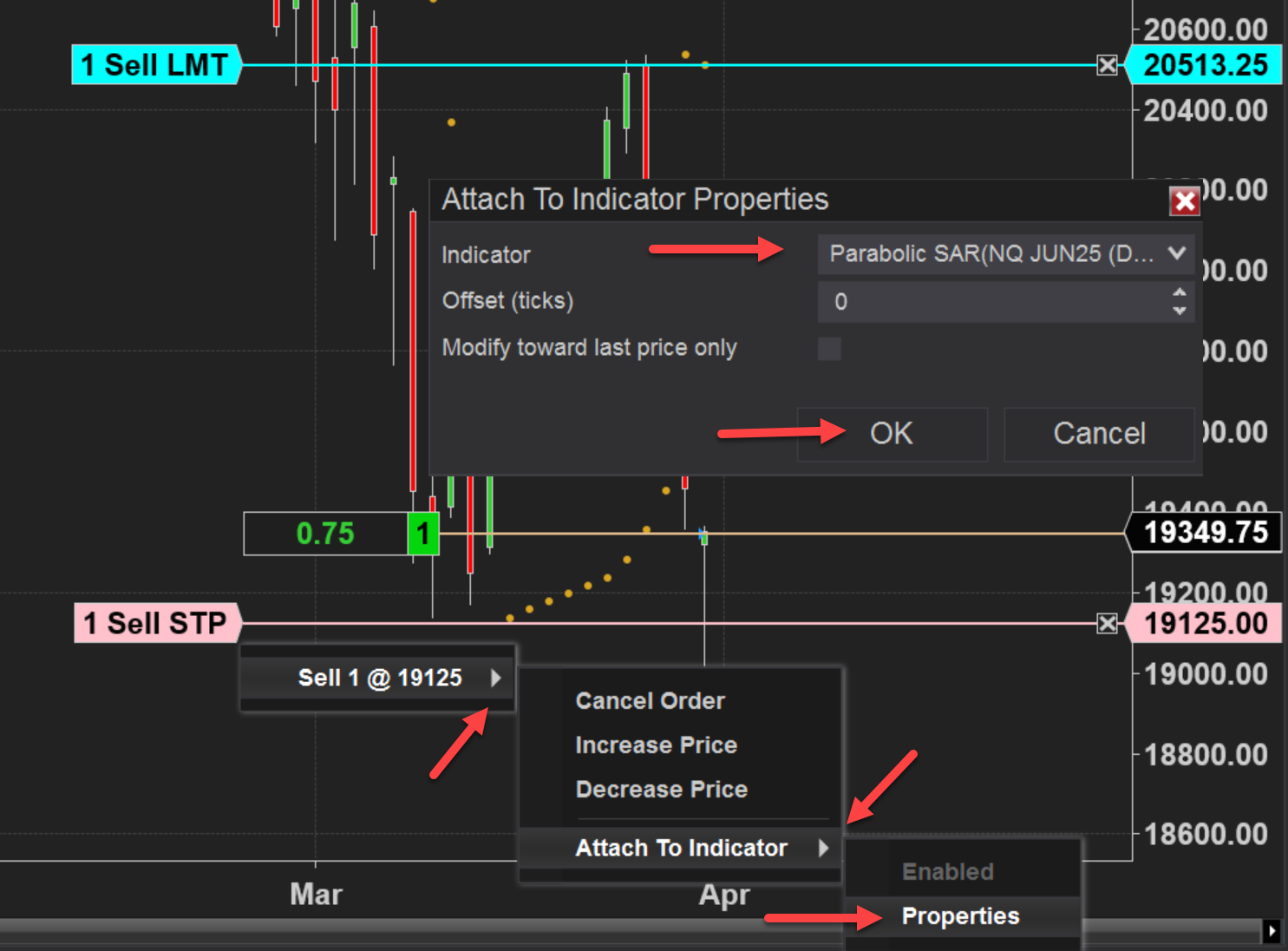 Attach to Indicator Properties window in NinjaTrader Platform