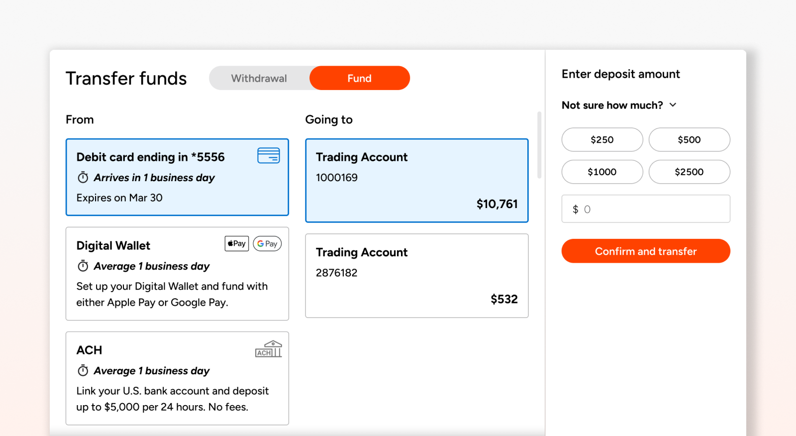 Introducing the All-New NinjaTrader Dashboard - Transfer funds