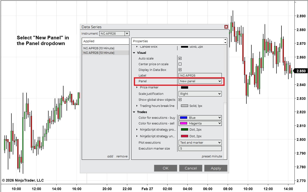 How to Apply Timeframes in the NinjaTrader Platform - Add New Timeframe Step 3 Panel Selection