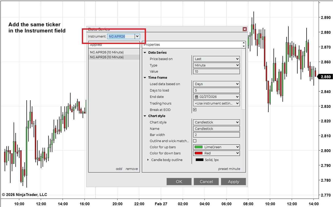 How to Apply Timeframes in the NinjaTrader Platform - Add New Timeframe Step 1 Add Ticker