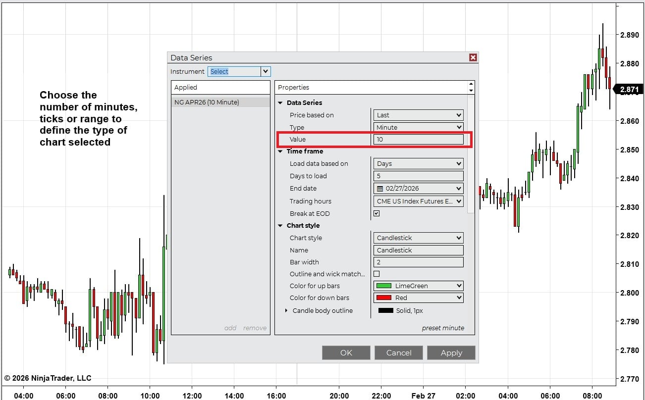How to Apply Timeframes in the NinjaTrader Platform - Data Series Value