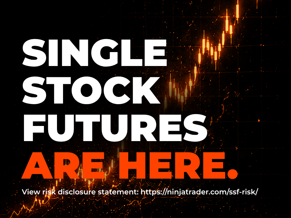 single stock futures are here with a candlestick chart behind the text