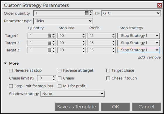 ATM Custom Parameters Dialog