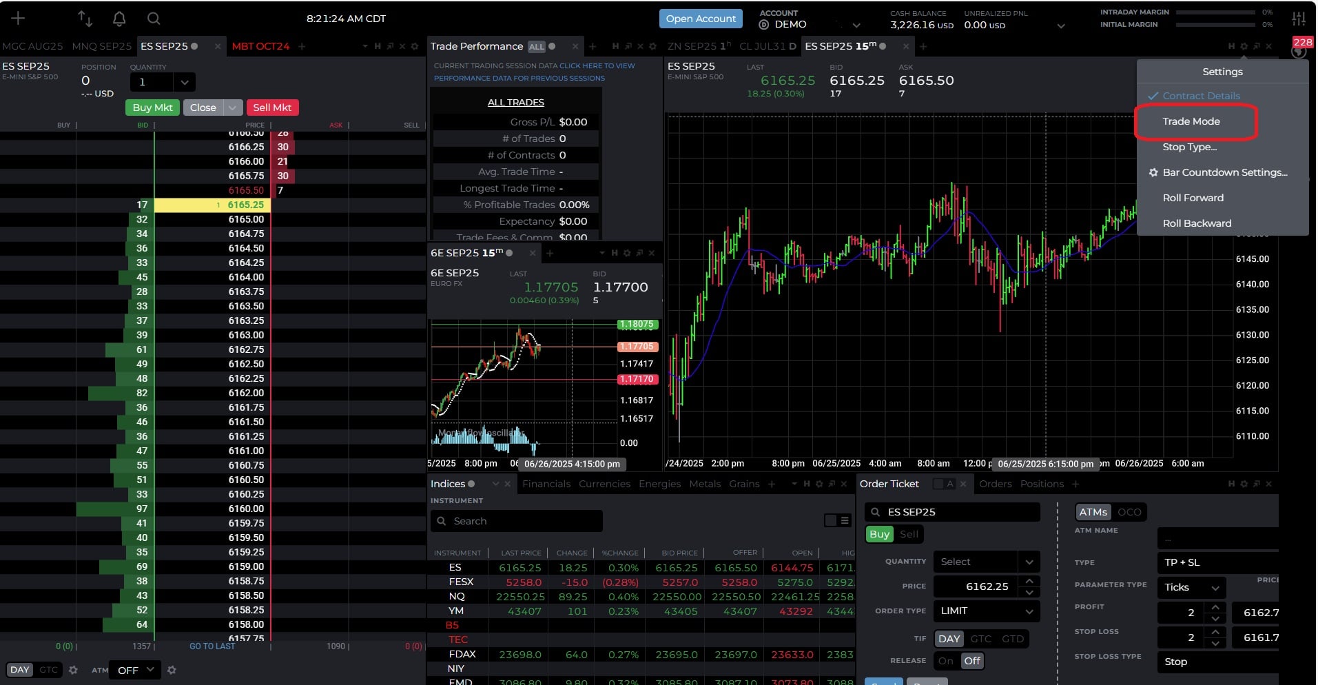 Chart view in NinjaTrader