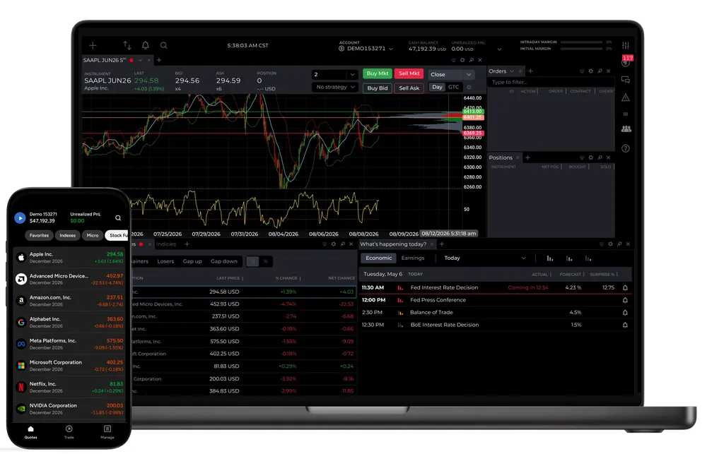 NinjaTrader desktop and mobile trading platform