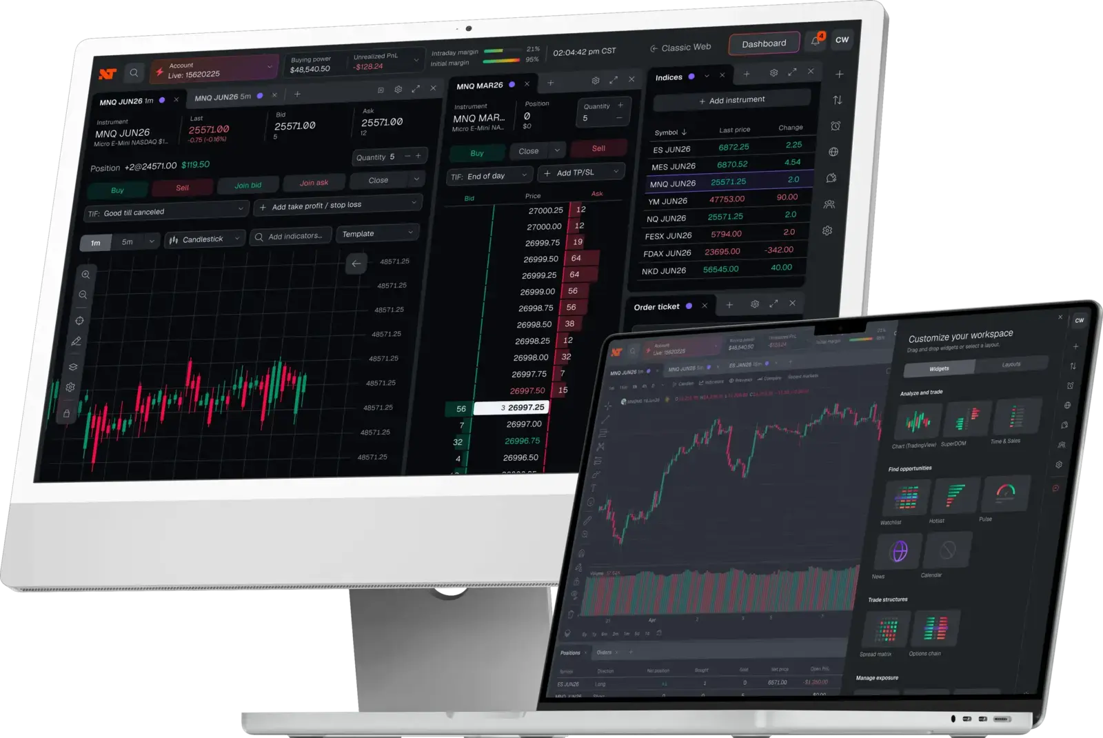 Платформа NinjaTrader на планшете