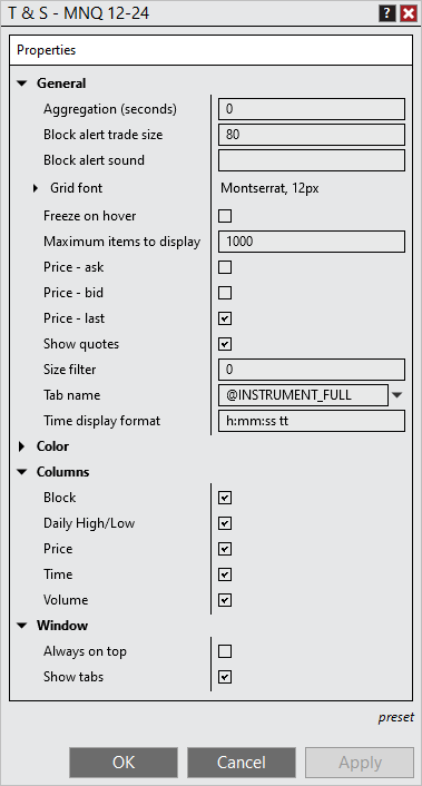 TimeAndSales_Properties