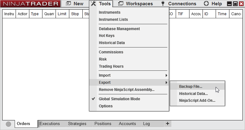 Como me conecto ao recurso de reprodução do NinjaTrader Desktop?